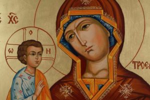 Virgin Mary Trojerucica cm Hand Painted Orthodox Icon on Wood