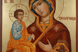 Virgin Mary Trojerucica cm Hand Painted Orthodox Icon on Wood