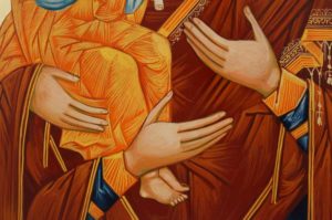 Virgin Mary Trojerucica cm Hand Painted Orthodox Icon on Wood