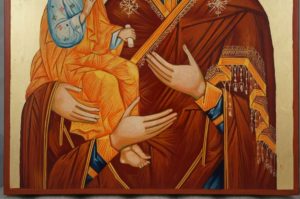 Virgin Mary Trojerucica cm Hand Painted Orthodox Icon on Wood