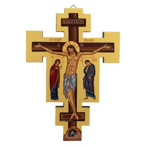 hand painted wall crucifix theotokos and st john