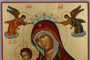 Holy Virgin Mary of Angels Hand Painted Icon Greek Byzantine Orthodox Large