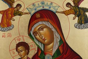 Holy Virgin Mary of Angels Hand Painted Icon Greek Byzantine Orthodox Large