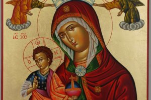 Holy Virgin Mary of Angels Hand Painted Icon Greek Byzantine Orthodox Large