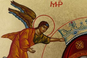 Holy Virgin Mary of Angels Hand Painted Icon Greek Byzantine Orthodox Large