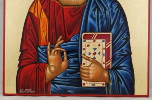 Jesus Christ Pantocrator Closed Book Hand Painted Greek Icon Byzantine Orthodox Large