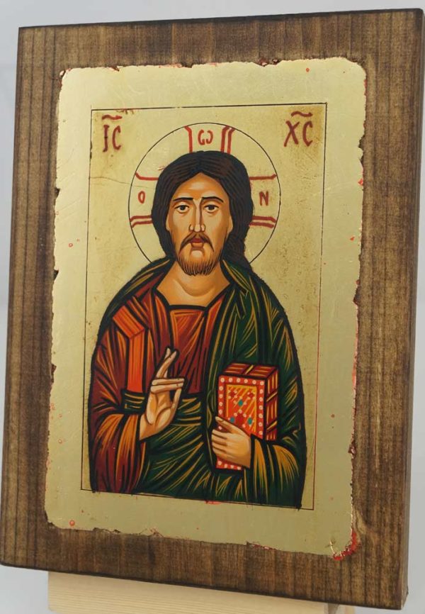 Jesus Christ Pantocrator – closed book Hand Painted Icon Byzantine Orthodox