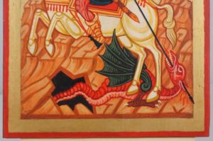 Saint George Slaying the Dragon Hand Painted Greek Orthodox Icon