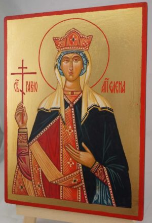 Saint Helen Helena Hand Painted Byzantine Orthodox Icon on Wood