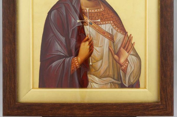 Saint Martyr Menas Hand Painted Icon Framed Byzantine Orthodox