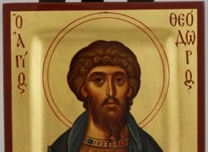 Saint Theodore Stratelates miniature Hand Painted Icon Byzantine Orthodox