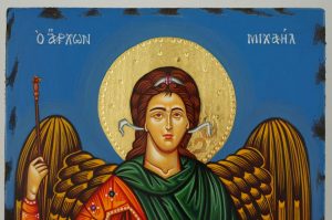 St Archangel Michael Icon polished gold halo Byzantine Orthodox