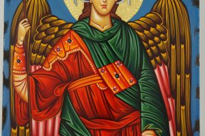 St Archangel Michael Icon polished gold halo Byzantine Orthodox