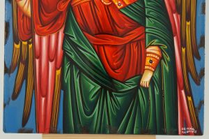 St Archangel Michael Icon polished gold halo Byzantine Orthodox