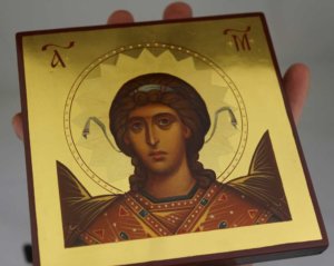 St Archangel Michael Polished Gold Hand Painted Icon Byzantine Orthodox