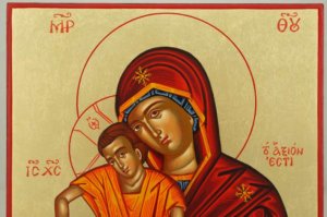 Theotokos Axion Esti Hand Painted Icon Byzantine Orthodox