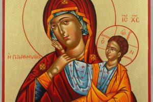 Theotokos Paramythia Hand Painted Greek Orthodox Icon on Wood
