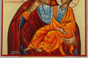 Theotokos Paramythia Hand Painted Greek Orthodox Icon on Wood