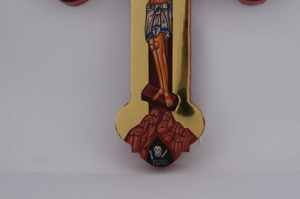 hand painted wall crucifix icon (polished gold)