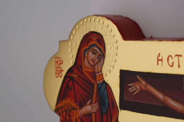 hand painted wall crucifix icon (polished gold)