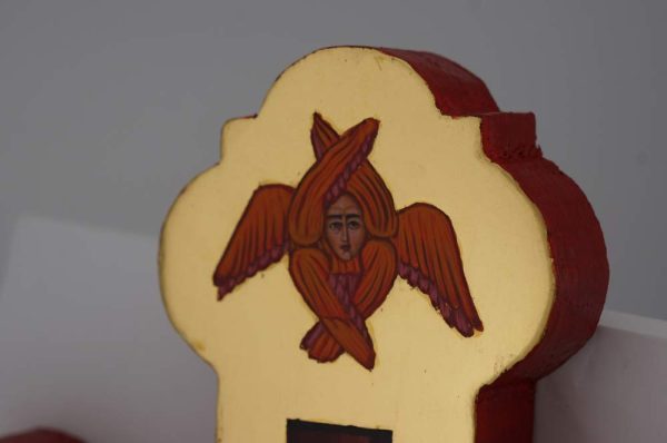 hand painted wall crucifix icon (polished gold)