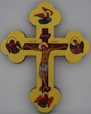 hand painted wall crucifix (tetramorph) greek orthodox