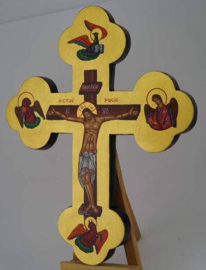 hand painted wall crucifix (tetramorph) greek orthodox