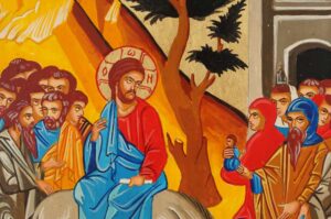 Entry Into Jerusalem Palm Sunday Hand Painted Icon Byzantine Orthodox on Wood