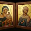 Konevskaya Mother of God and Mary Magdalene Hand Painted Diptych Icon Byzantine