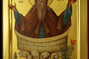 Saint Alypius the Stylite polished gold Hand Painted Byzantine Orthodox Icon