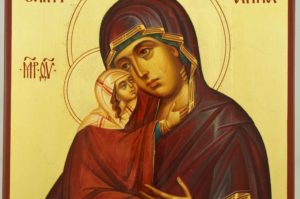 Saint Anna and the Theotokos Hand Painted Byzantine Icon on Wood