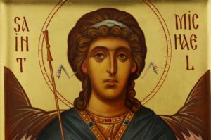 Saint Archangel Michael Raised Border Icon Hand Painted Byzantine Orthodox