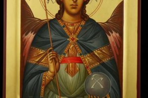 Saint Archangel Michael Raised Border Icon Hand Painted Byzantine Orthodox