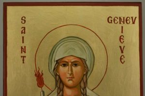 Saint Genevieve of Paris Hand Painted Orthodox Icon on Wood