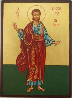 Saint Jason the Apostle Hand Painted Byzantine Orthodox Icon on Wood