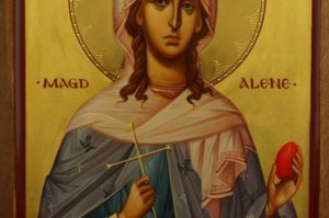 Saint Mary Magdalene Holding Egg and Cross Hand Painted Byzantine Icon