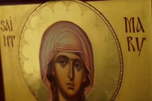 Saint Mary Magdalene Holding Egg and Cross Hand Painted Byzantine Icon