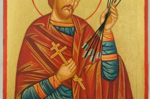 Saint Sebastian Hand Painted Orthodox Icon on Wood