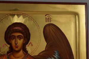 St Archangel Michael polished gold Hand Painted Orthodox Icon on Wood