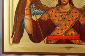 St Archangel Michael polished gold Hand Painted Orthodox Icon on Wood