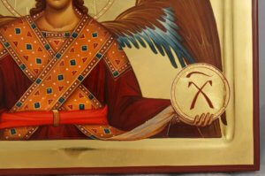St Archangel Michael polished gold Hand Painted Orthodox Icon on Wood