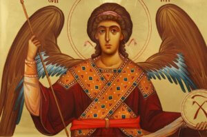 St Archangel Michael polished gold Hand Painted Orthodox Icon on Wood