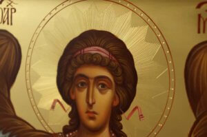 St Archangel Michael polished gold Hand Painted Orthodox Icon on Wood