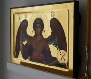 St Archangel Michael polished gold Hand Painted Orthodox Icon on Wood
