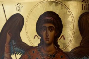 St Archangel Michael polished gold Hand Painted Orthodox Icon on Wood