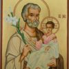 St Joseph and Child Jesus Large Hand Painted Orthodox Icon on Wood