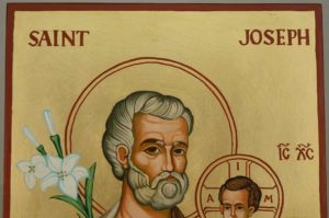 St Joseph and Child Jesus Large Hand Painted Orthodox Icon on Wood