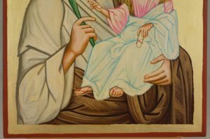 St Joseph and Child Jesus Large Hand Painted Orthodox Icon on Wood