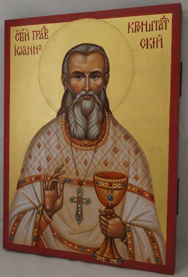 Saint John of Kronstadt Hand Painted Orthodox Icon on Wood