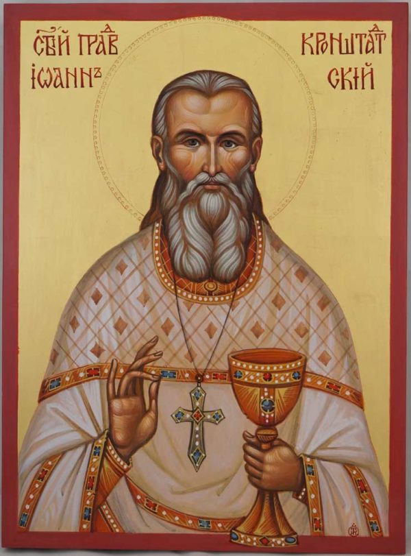 Saint John of Kronstadt Hand Painted Orthodox Icon on Wood